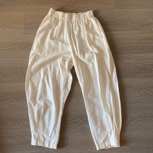 High waisted linen white summer pants
